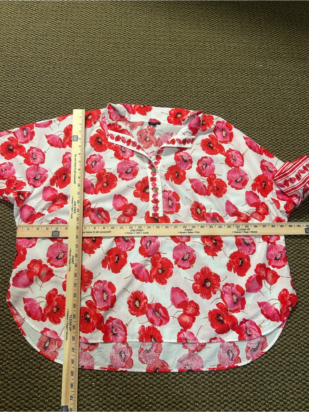 Talbots White Blouse with Red & Pink Floral Print - Picture 4 of 6